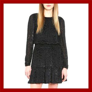 MICHAEL KORS Smocked Animal-Print Dress Black Gunm